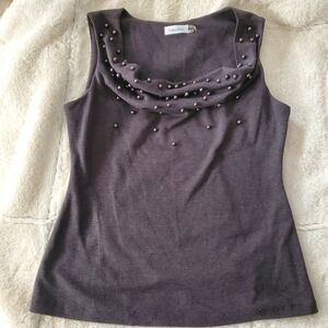 Calvin Klein Plum Beaded Cowl Neck Tank Top